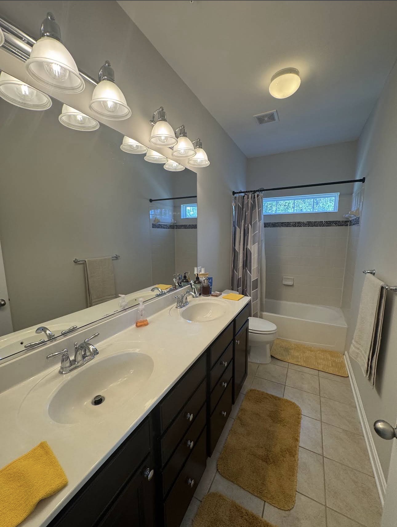 Double vanity and clean bathroom surfaces