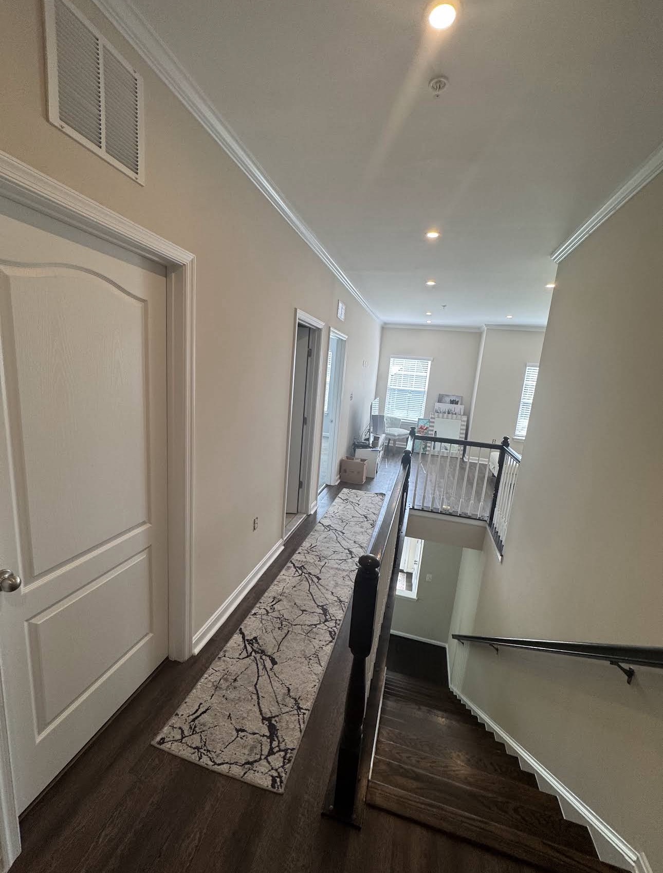 Painted hallway and stair railing