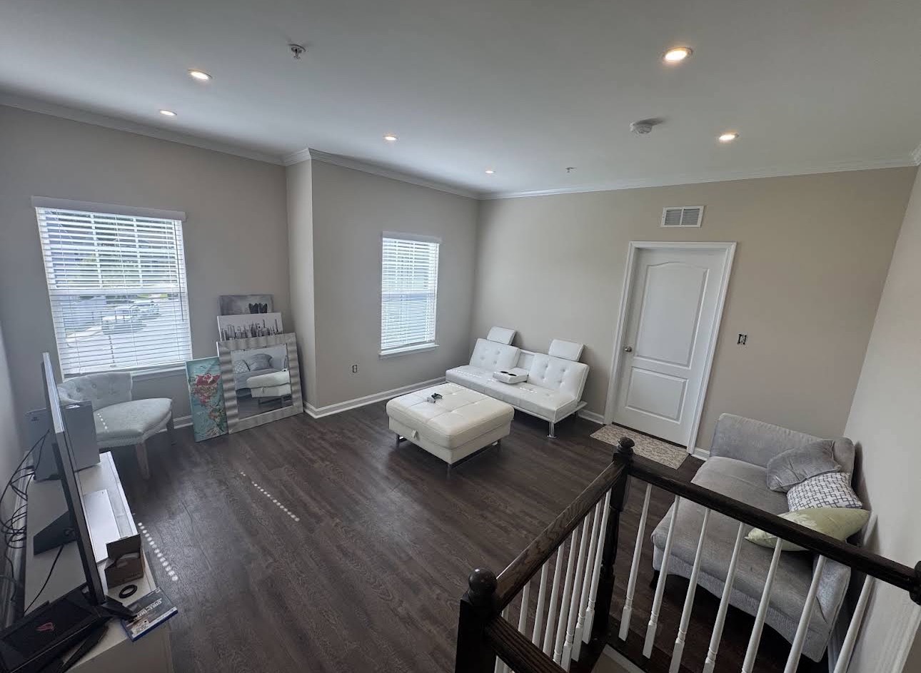 H & K living room project with wood-look flooring